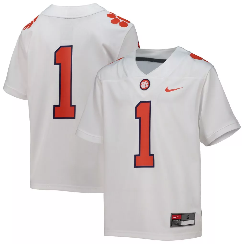 1 clemson tigers nike youth replica football jersey orange