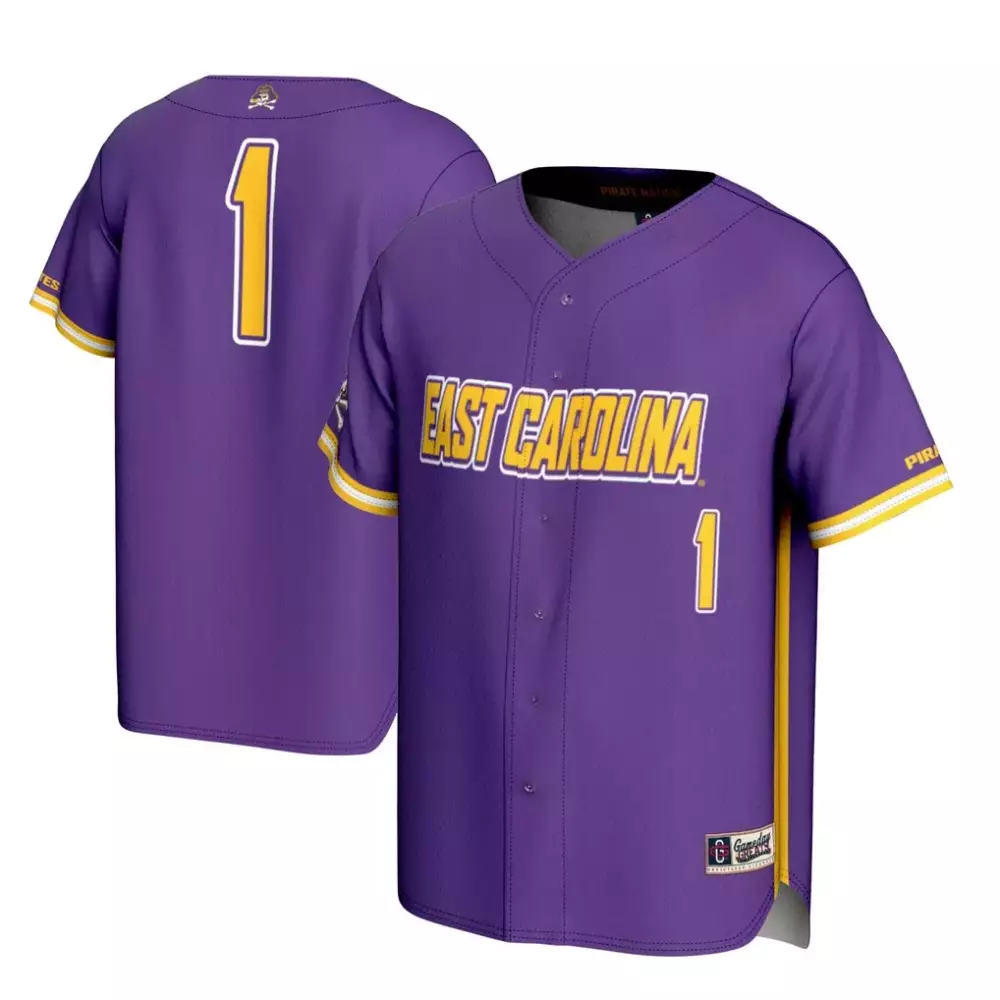 1 ecu pirates gameday greats unisex lightweight collegiate baseball fashion jersey purple