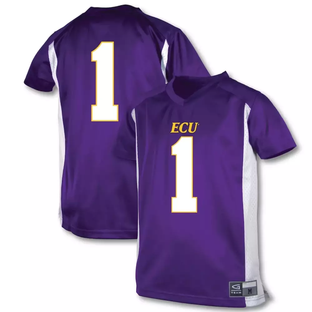 1 ecu pirates garb youth football jersey purple