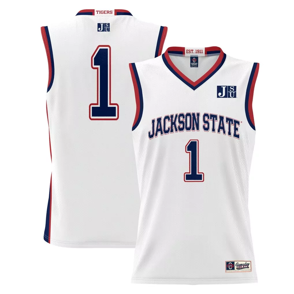 1 jackson state tigers gameday greats youth football jersey white