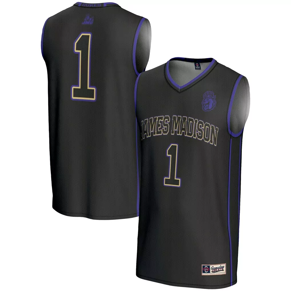 1 james madison dukes gameday greats youth lightweight basketball jersey black