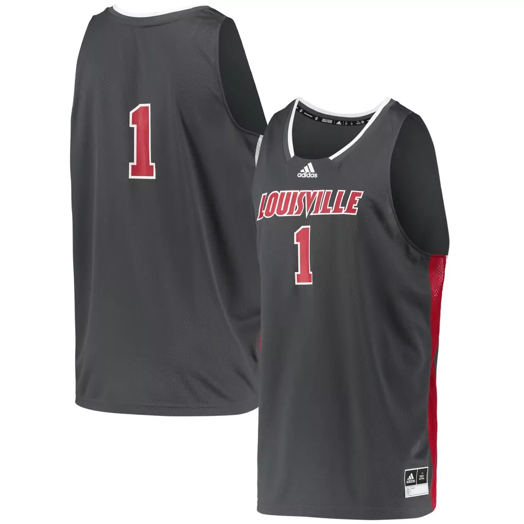 1 louisville cardinals adidas replica basketball jersey black