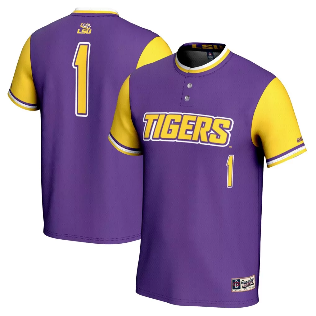 1 lsu tigers gameday greats unisex lightweight collegiate baseball fashion jersey purple