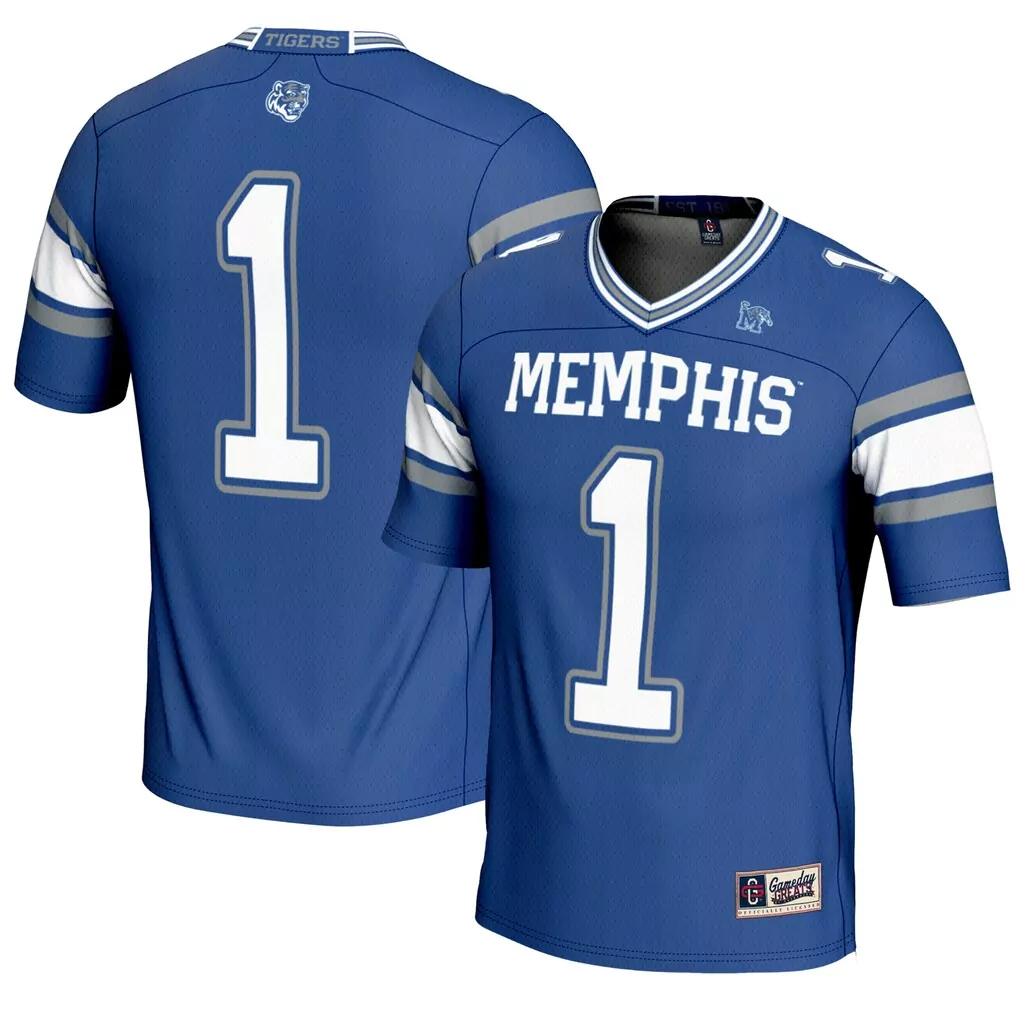 1 memphis tigers gameday greats youth collegiate football fashion jersey royal
