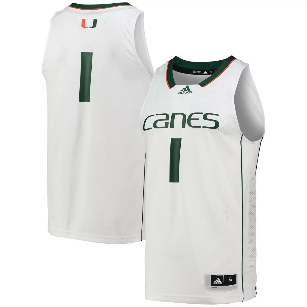 1 miami hurricanes adidas replica swingman jersey white