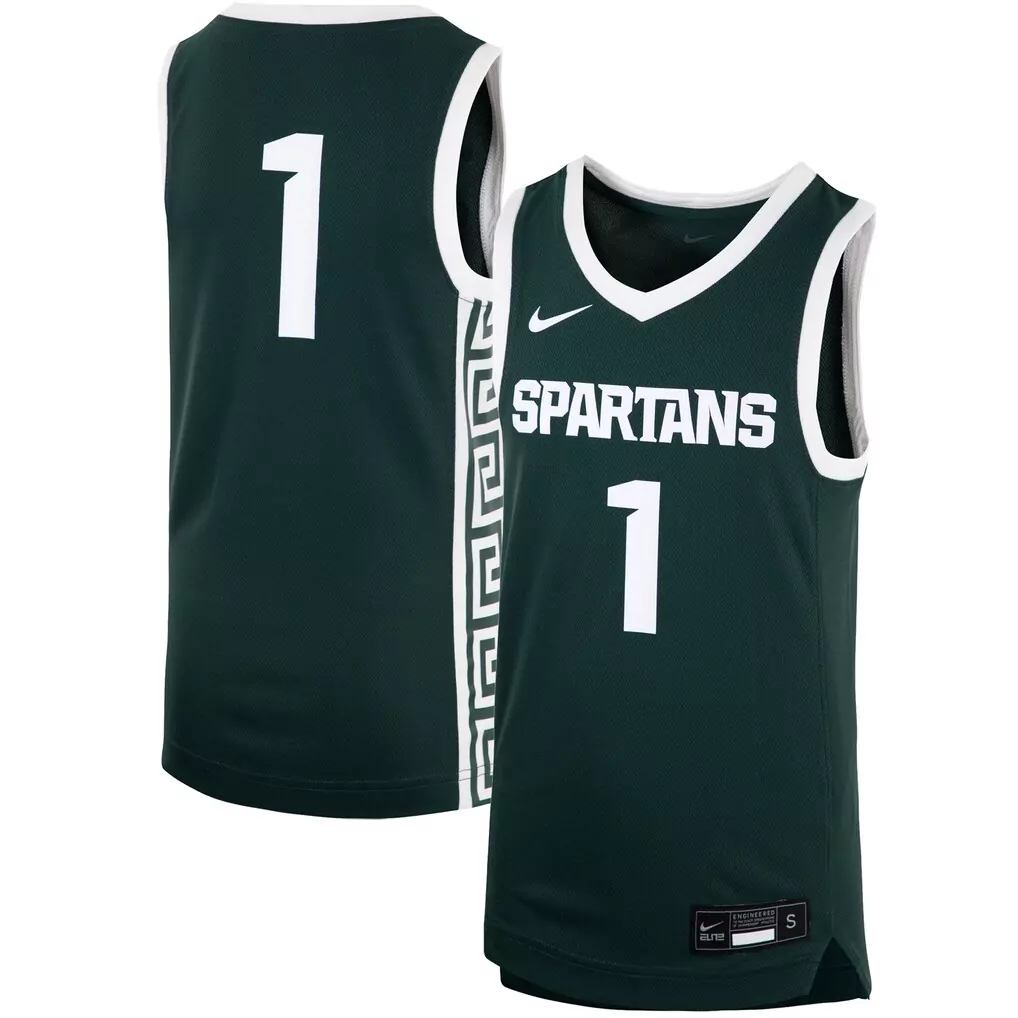 1 michigan state spartans nike road replica jersey green