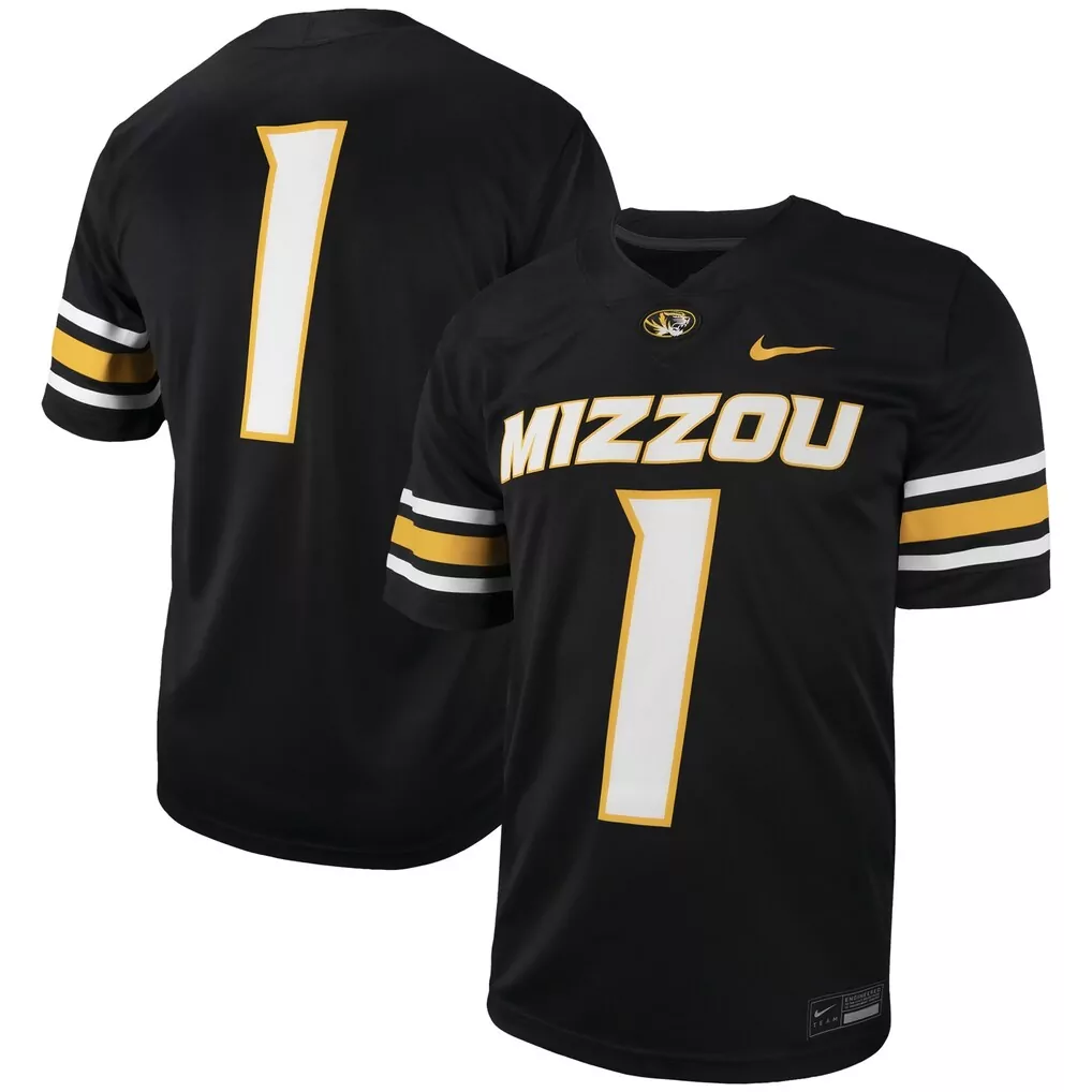 1 missouri tigers garb youth football jersey black