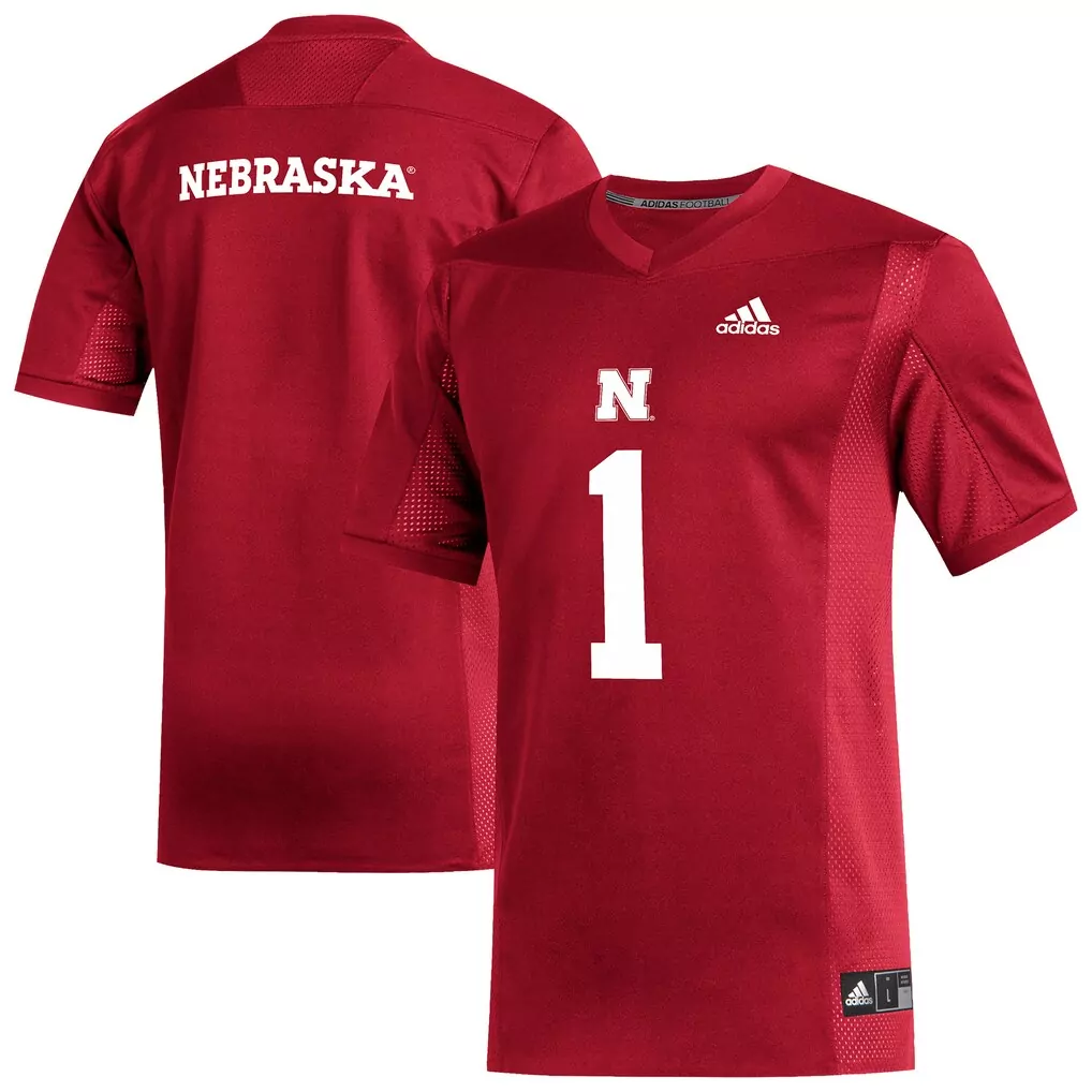 1 nebraska huskers adidas replica football jersey scarlet