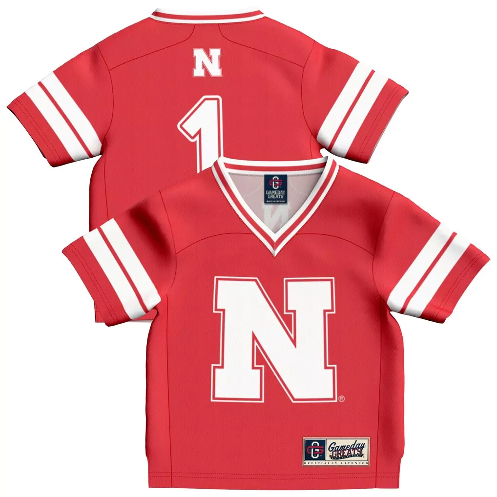 1 nebraska huskers gameday greats toddler lightweight collegiate football fashion jersey scarlet