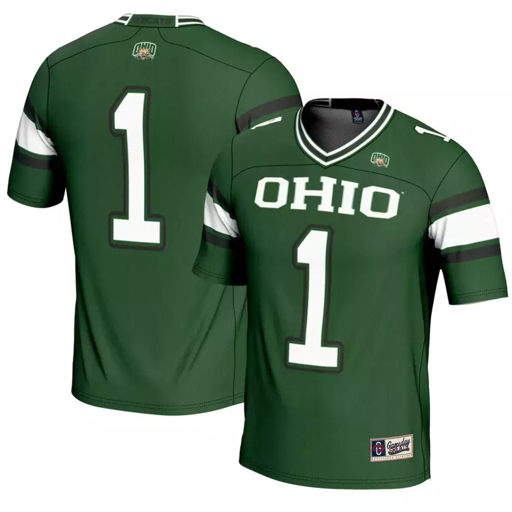 1 ohio bobcats gameday greats endzone football jersey green