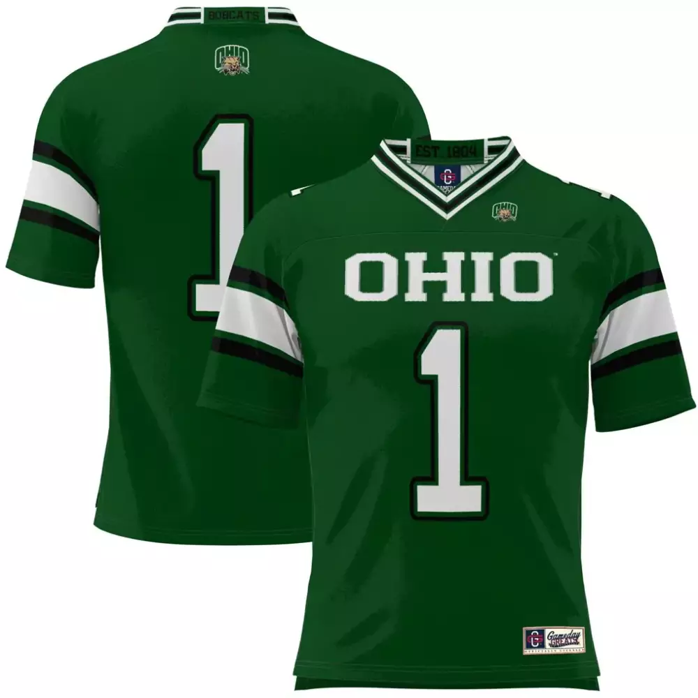 1 ohio bobcats gameday greats endzone football jersey green