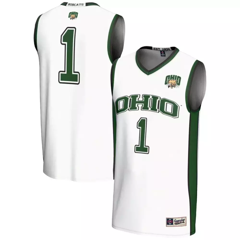 1 ohio bobcats gameday greats lightweight basketball jersey white