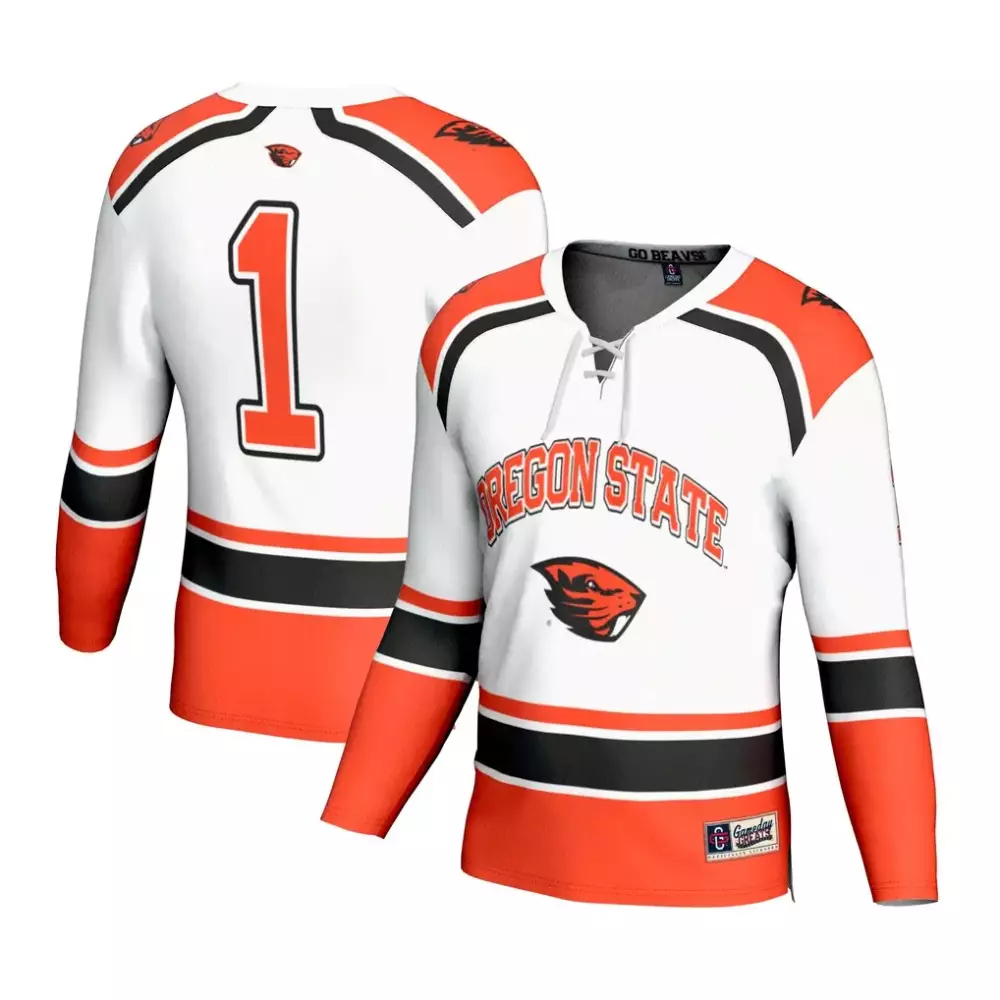 1 oregon state beavers gameday greats unisex lightweight hockey fashion jersey white
