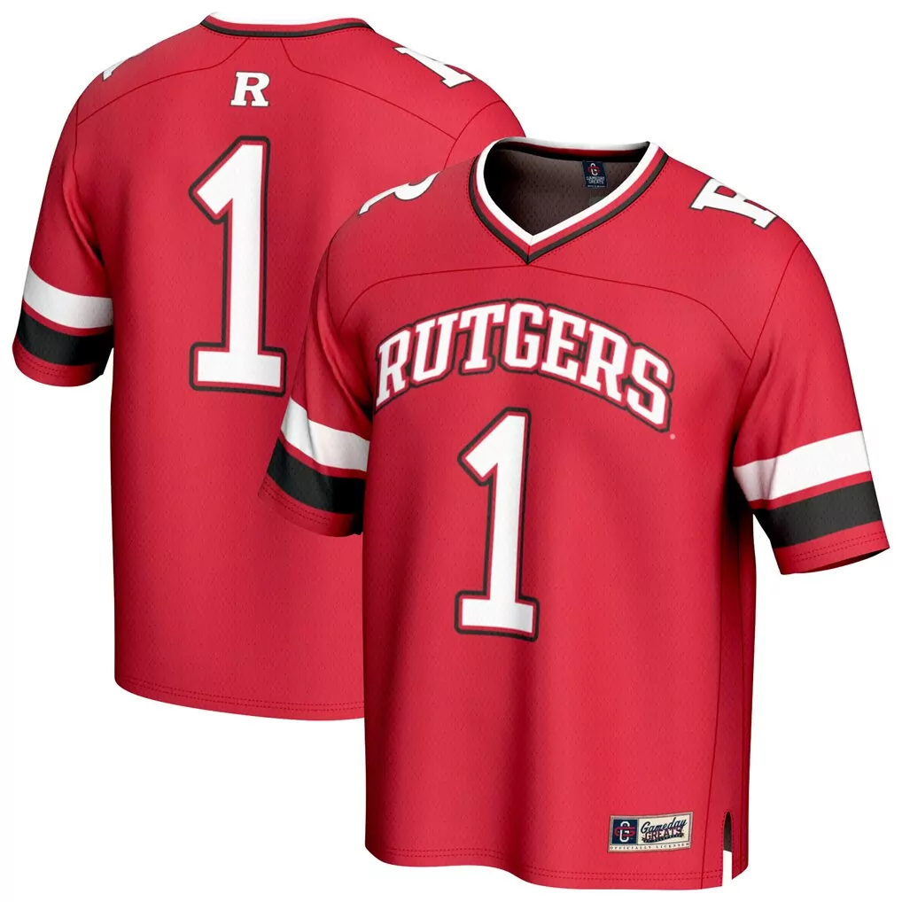 1 rutgers scarlet knights gameday greats unisex lightweight collegiate football fashion jersey scarlet