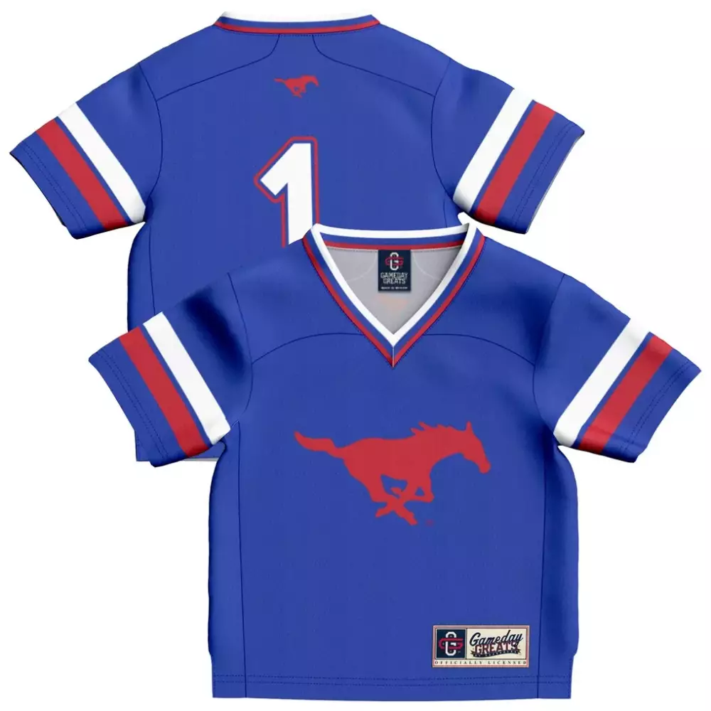 SMU Mustangs Gameday Greats Endzone Football Jersey | White Fan Gear | For Men, Women & Youth
