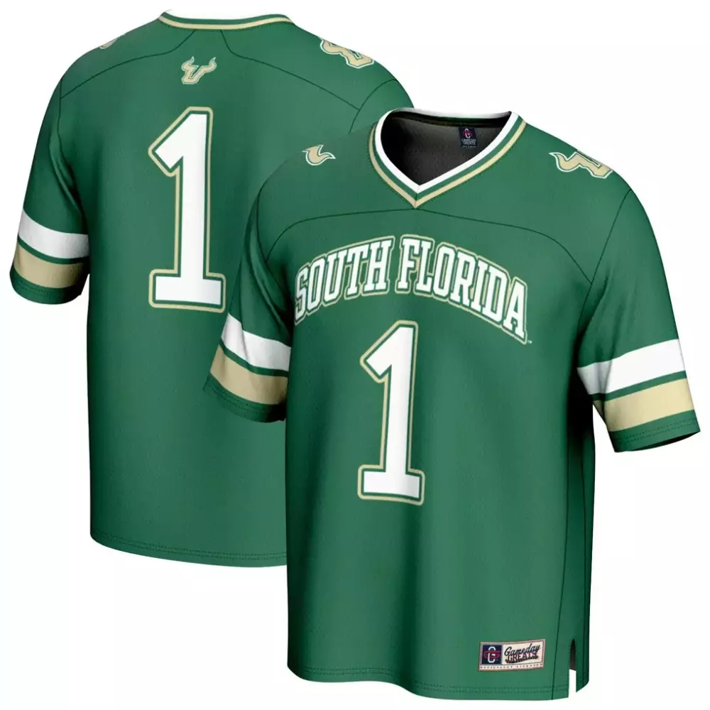 1 south florida bulls gameday greats lightweight collegiate football fashion jersey green
