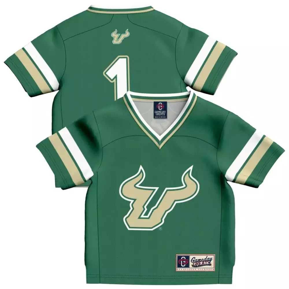 1 south florida bulls gameday greats lightweight collegiate football fashion jersey green
