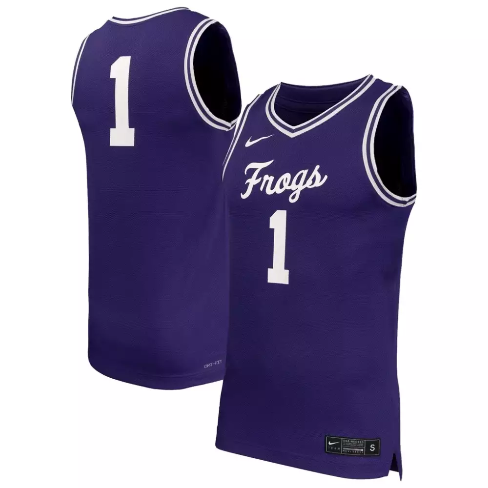 1 tcu horned frogs nike replica basketball jersey purple