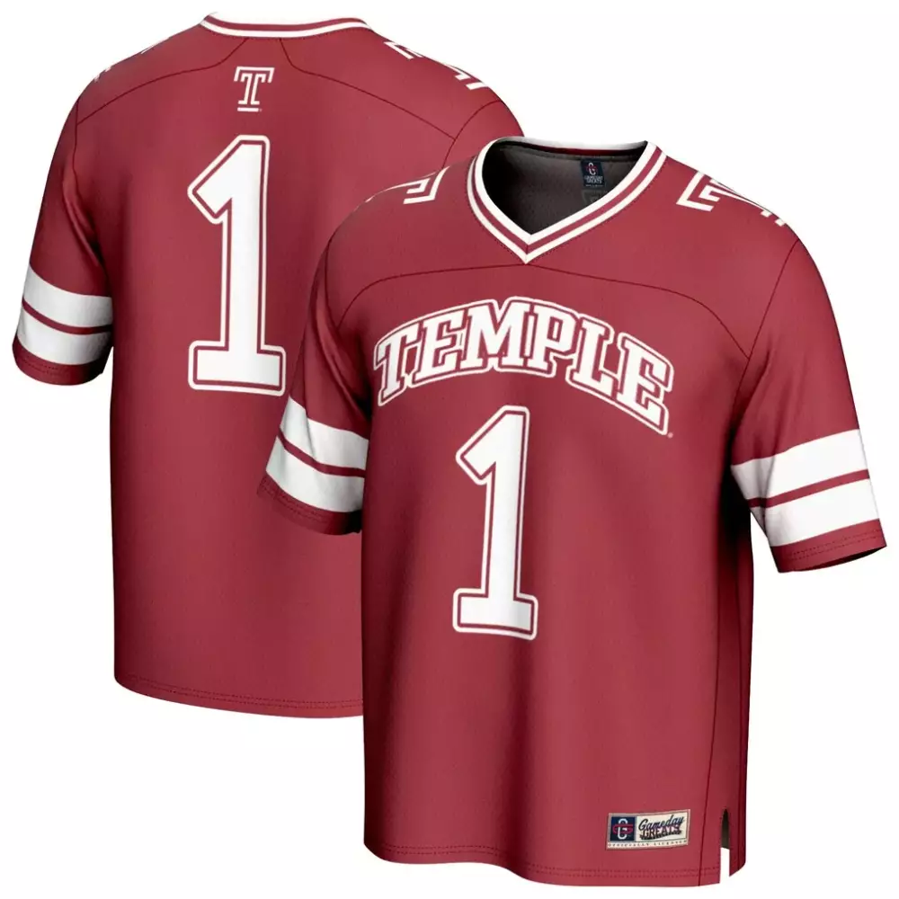 Temple Owls Gameday Greats Youth Collegiate Football Fashion Jersey | Cherry | Game Day Fan Gear | For Men, Women & Youth