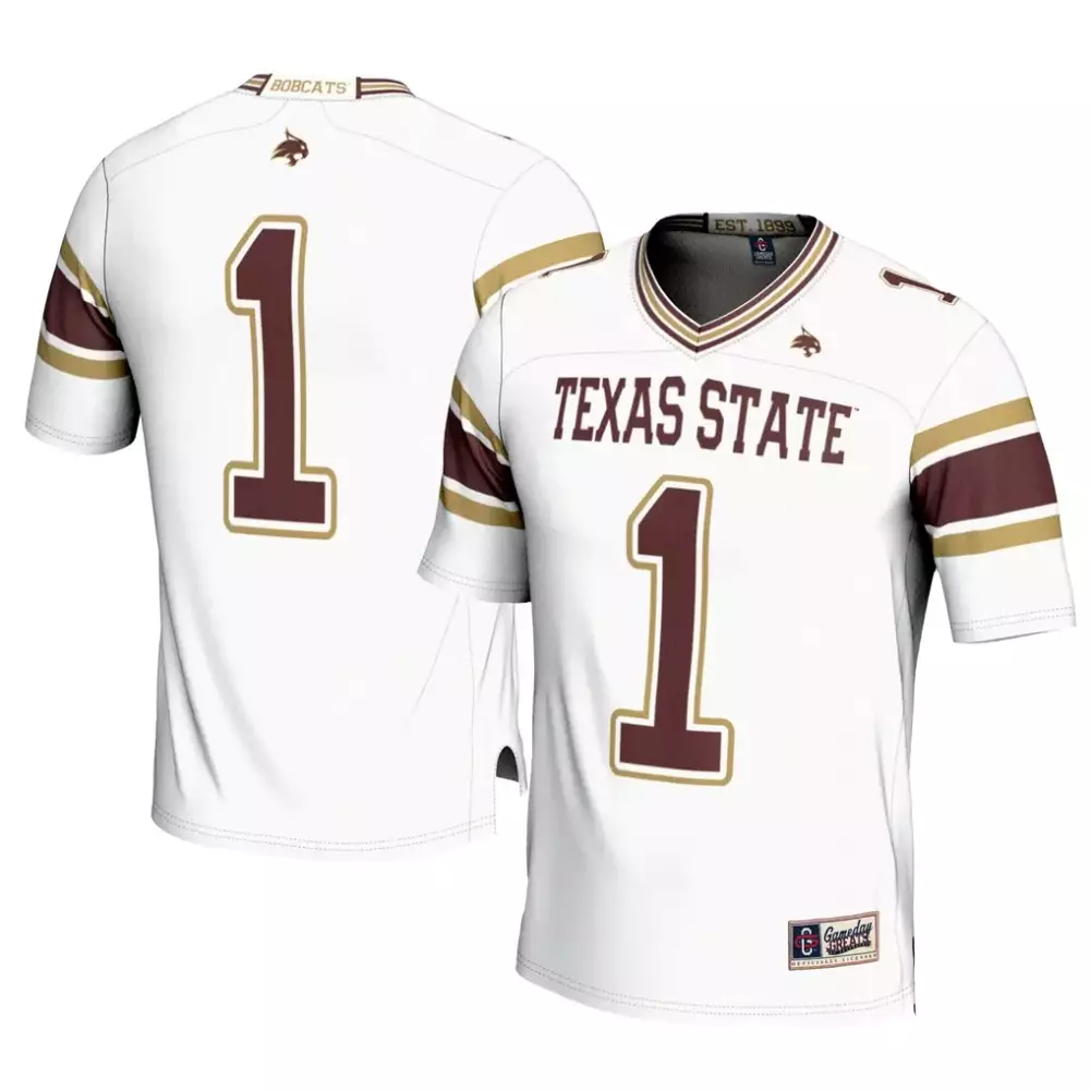 1 texas state bobcats gameday greats football jersey white