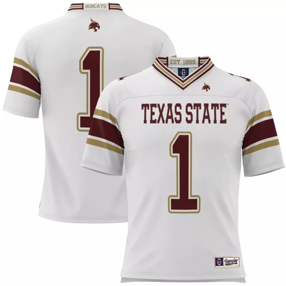 1 texas state bobcats gameday greats youth football jersey white