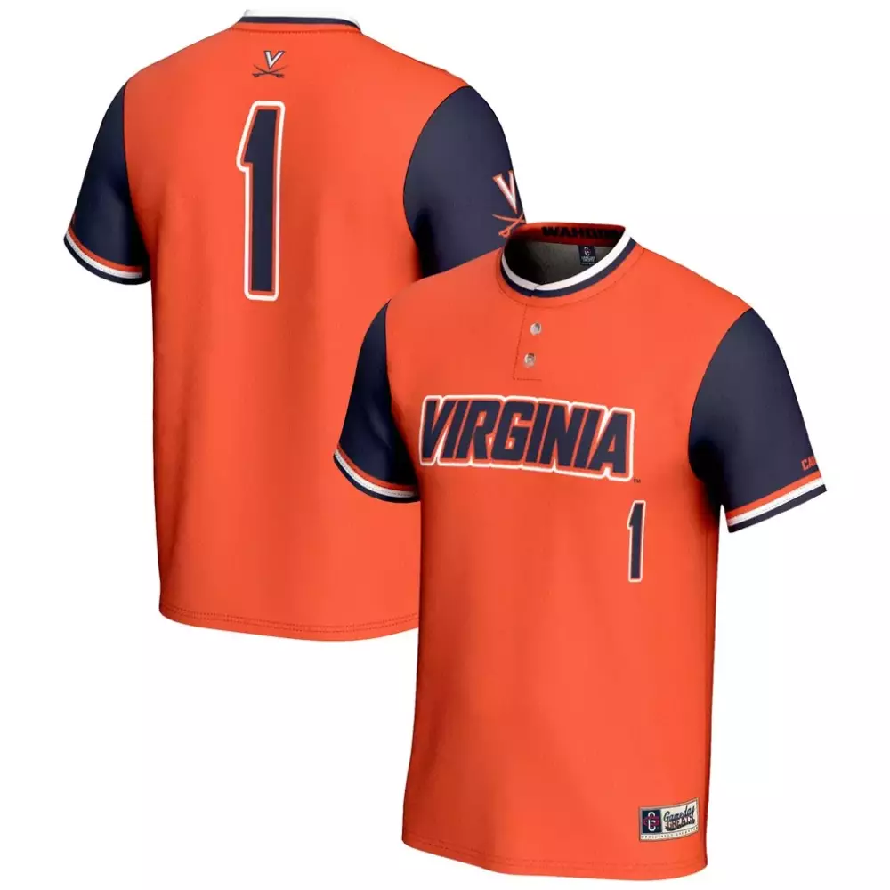 1 virginia cavaliers gameday greats unisex lightweight softball jersey navy