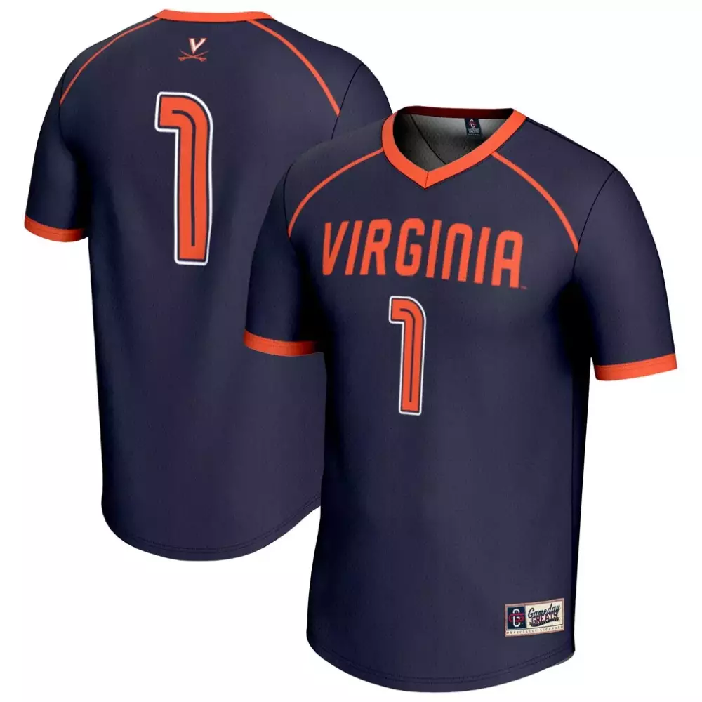 1 virginia cavaliers gameday greats unisex lightweight softball jersey navy