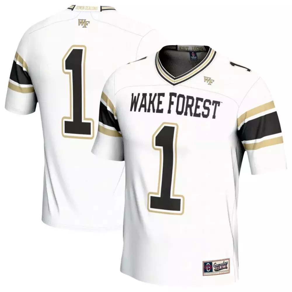 1 wake forest demon deacons gameday greats unisex lightweight football fashion jersey white