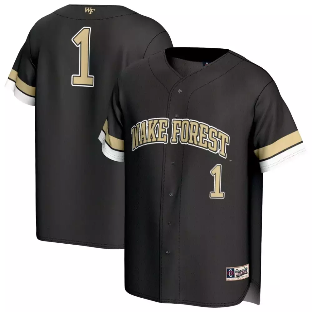 1 wake forest demon deacons gameday greats youth lightweight collegiate baseball fashion jersey black
