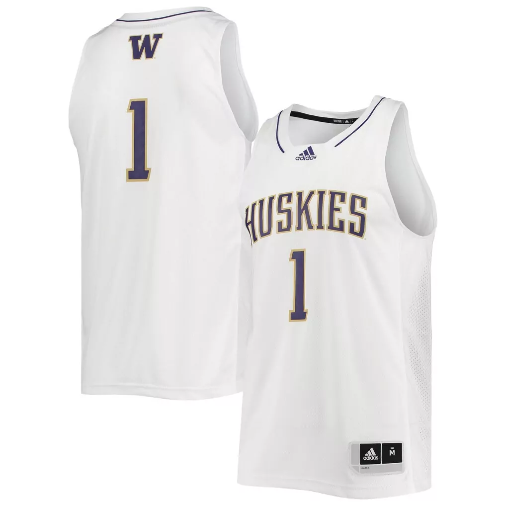 1 washington huskies adidas premier strategy jersey black