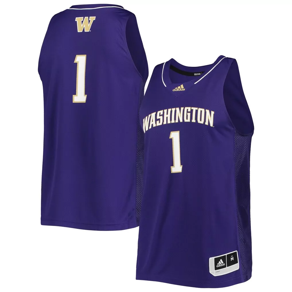 1 washington huskies adidas premier strategy jersey black