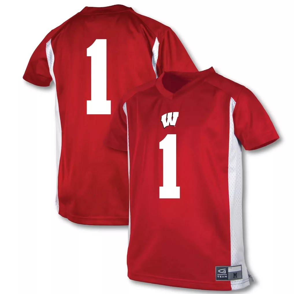 1 wisconsin badgers garb toddler football jersey red