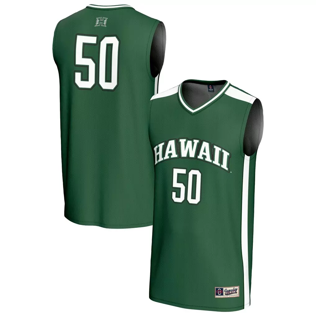 50 hawaii rainbow warriors gameday greats unisex lightweight basketball jersey white