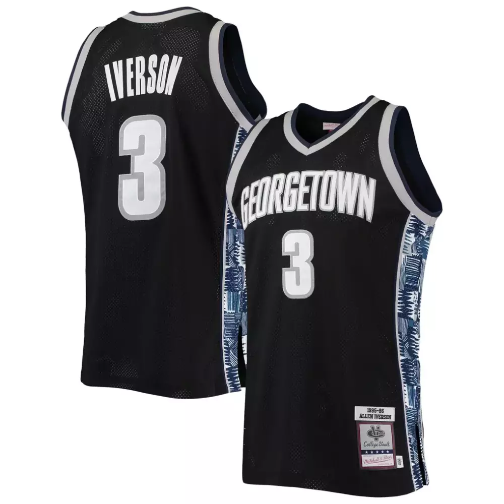 allen iverson georgetown hoyas mitchell ness 1995 96 - throwback jersey black