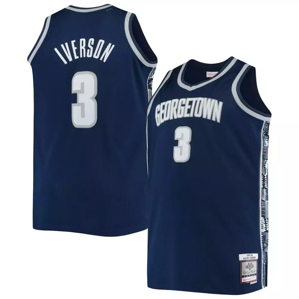 allen iverson georgetown hoyas mitchell ness big tall 1995 96 replica player jersey navy