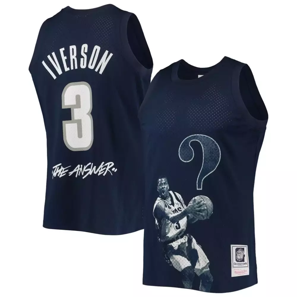 allen iverson georgetown hoyas mitchell ness the answer replica jersey navy