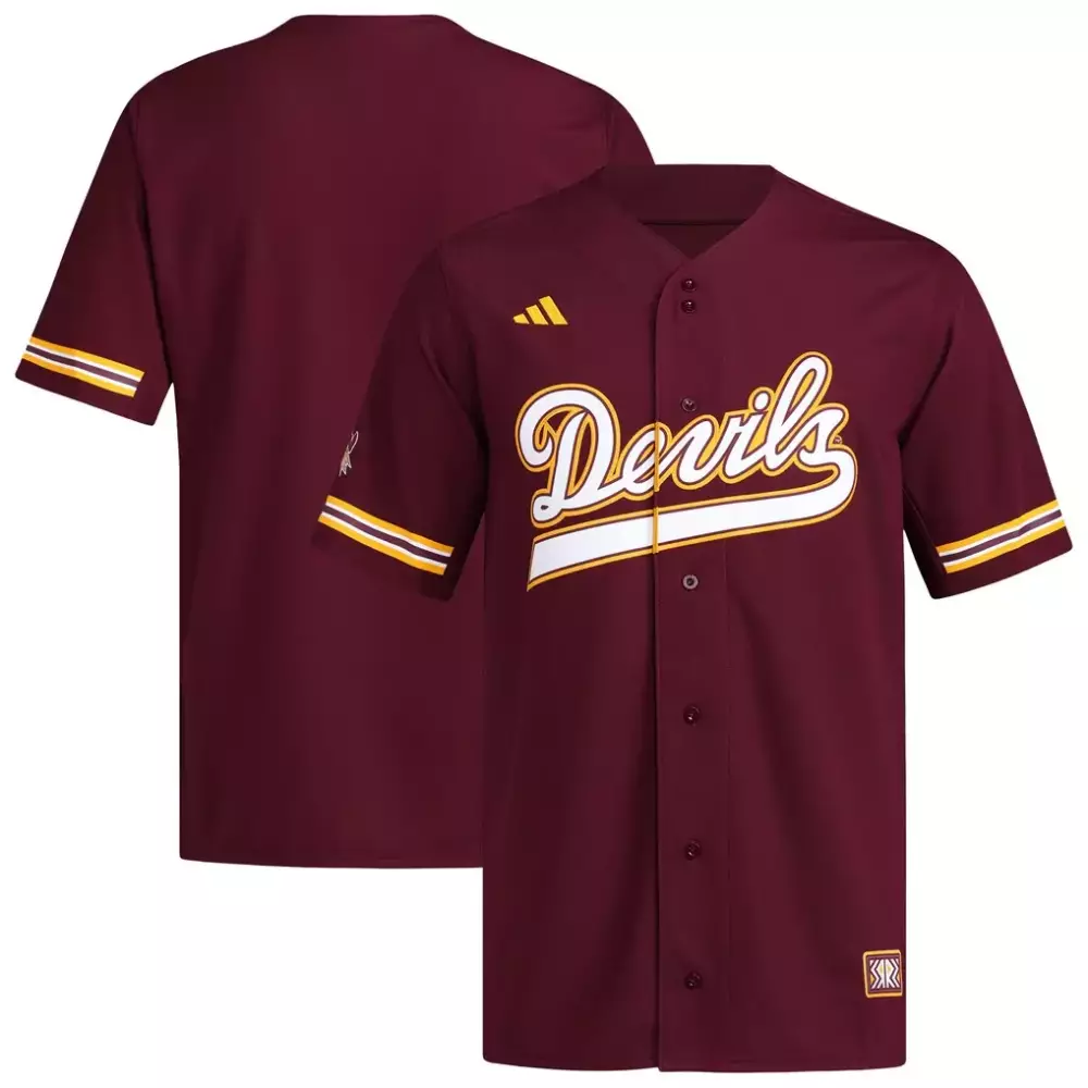 arizona state sun devils adidas reversible retro full button baseball jersey maroon