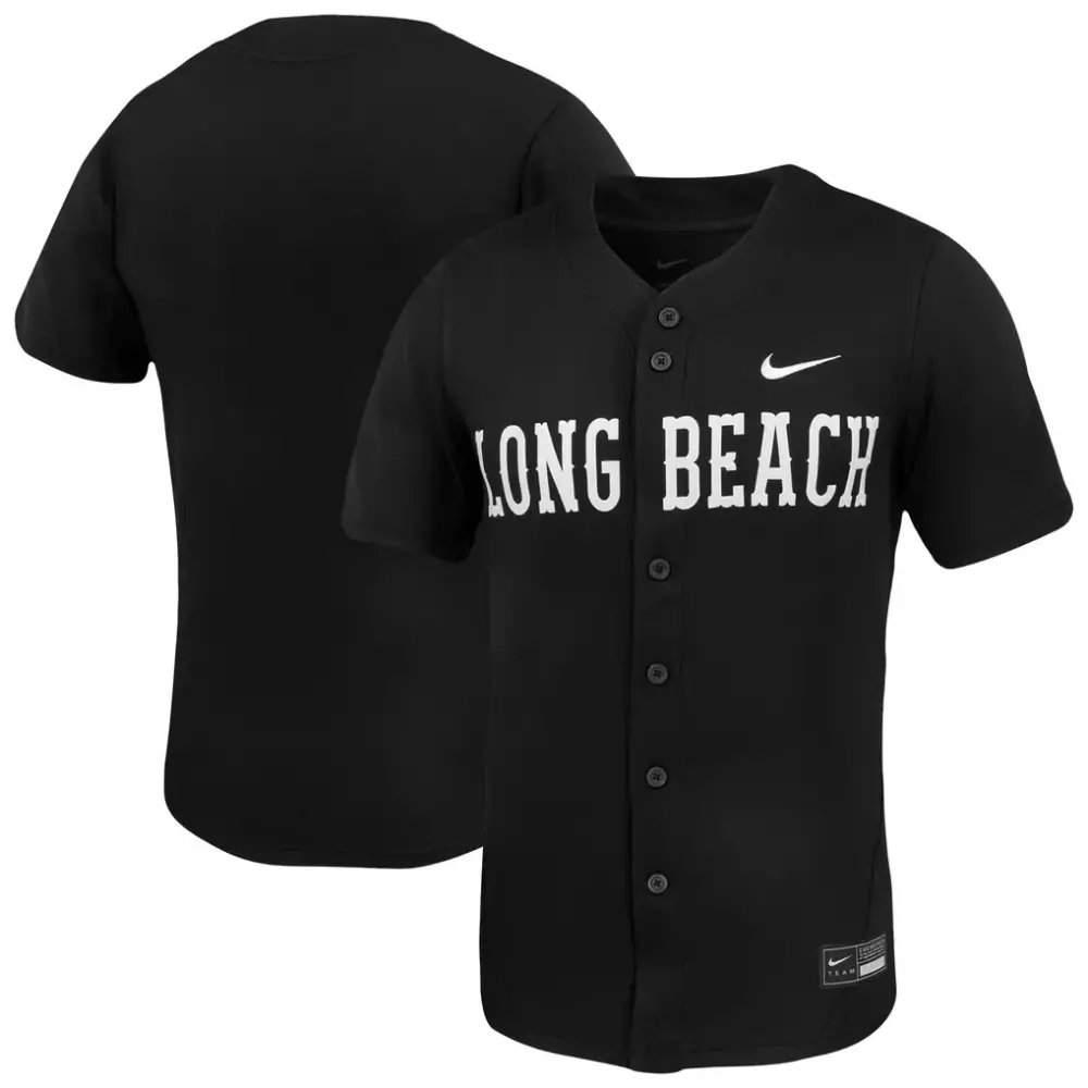 cal state long beach the beach nike replica baseball jersey black