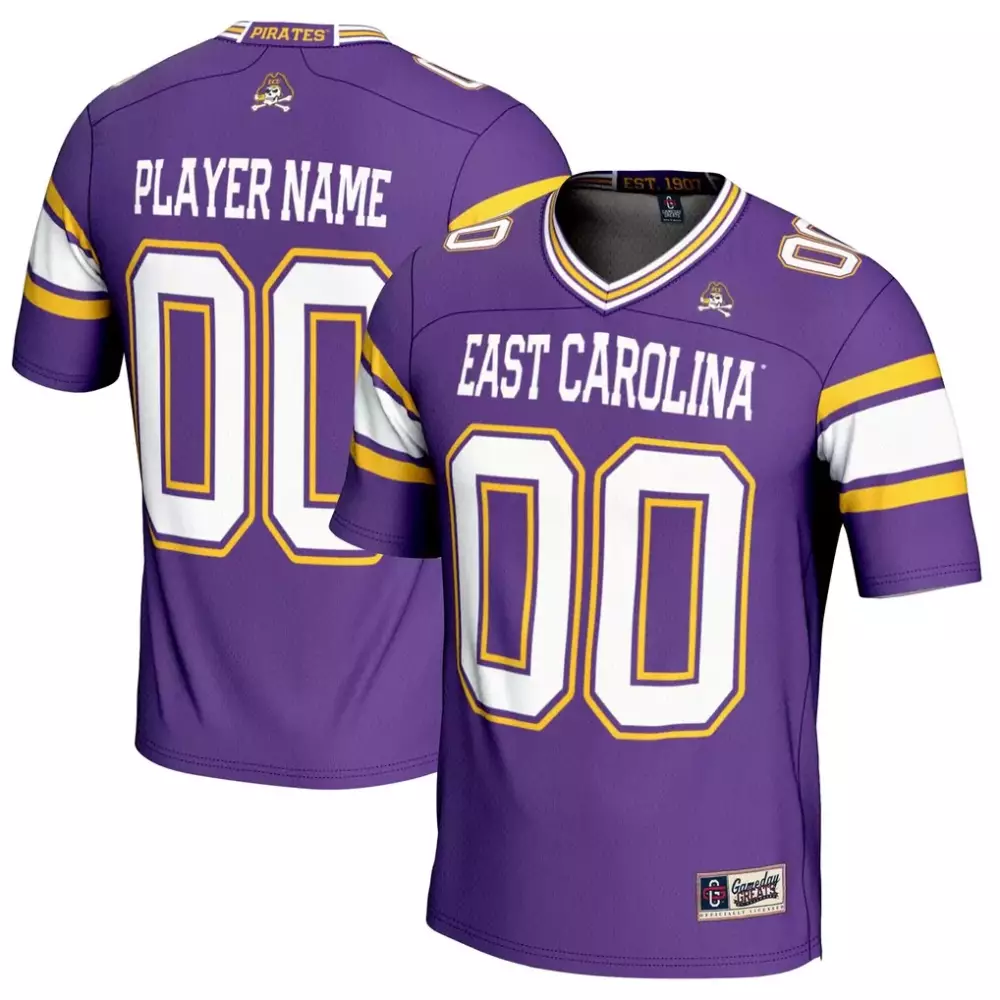 ecu pirates gameday greats youth nil pick a player football jersey purple