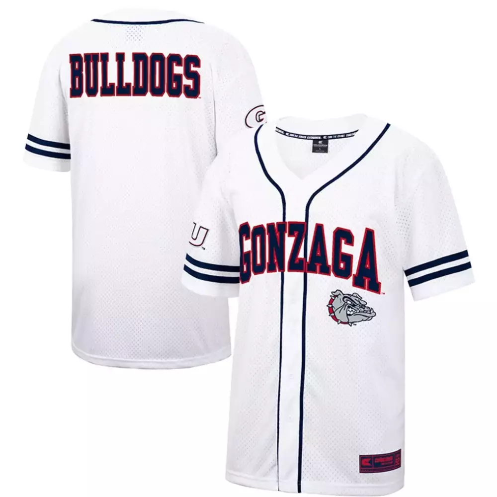gonzaga bulldogs colosseum free spirited mesh button up baseball jersey white