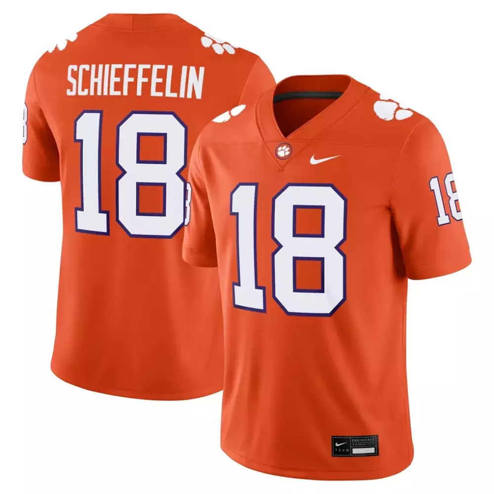 ian schieffelin clemson tigers nike nil football game jersey orange