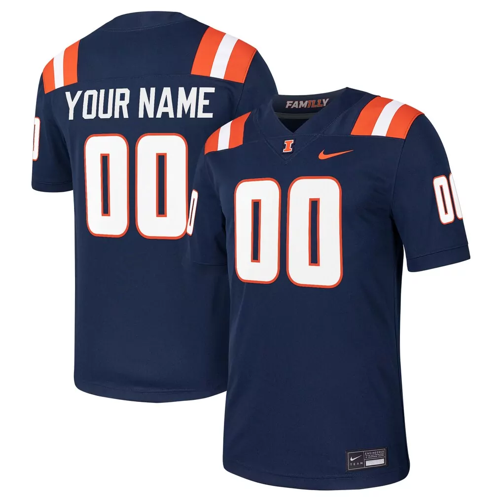 illinois fighting illini nike custom football game jersey navy