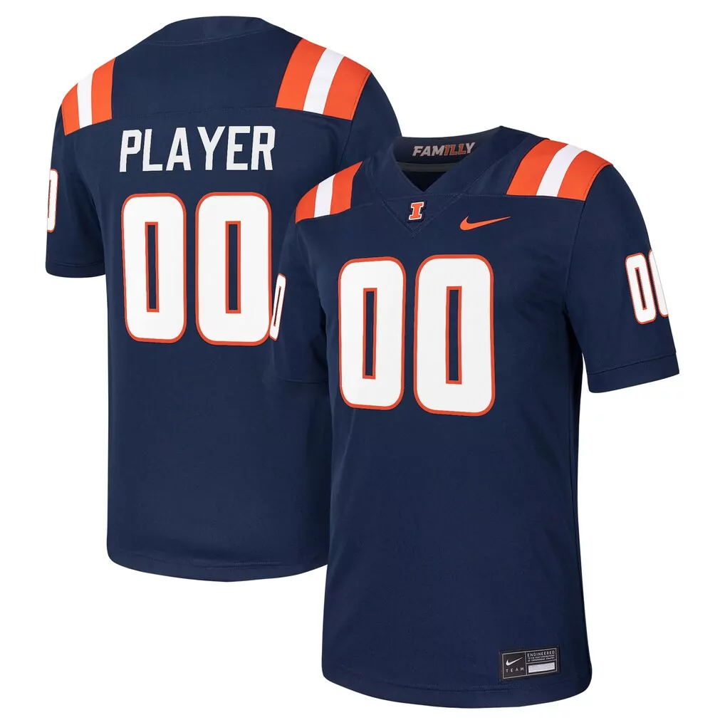 illinois fighting illini nike custom football game jersey navy