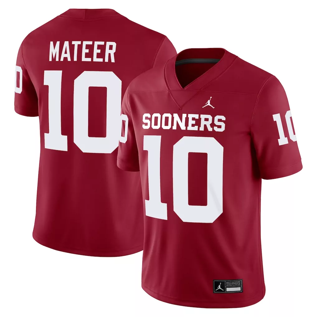 john mateer oklahoma sooners gameday greats youth nil lightweight football player jersey crimson
