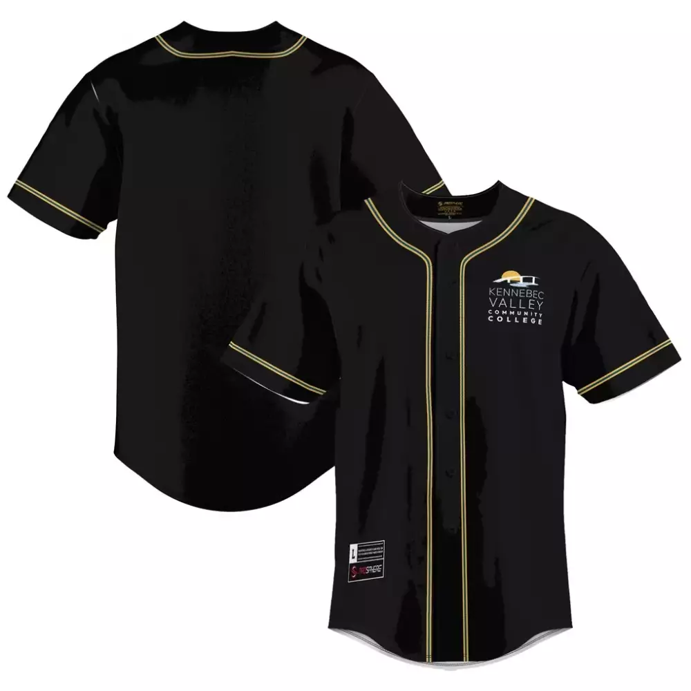 Kennebec Valley Community College Youth Lightweight Baseball Jersey | Black Gameday Gear | For Men, Women & Youth