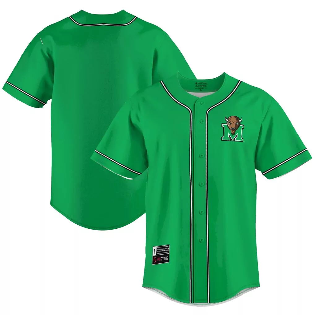 marshall thundering herd gameday greats lightweight baseball jersey green