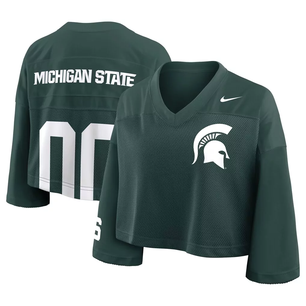 michigan state spartans nike replica vapor elite full button baseball jersey natural