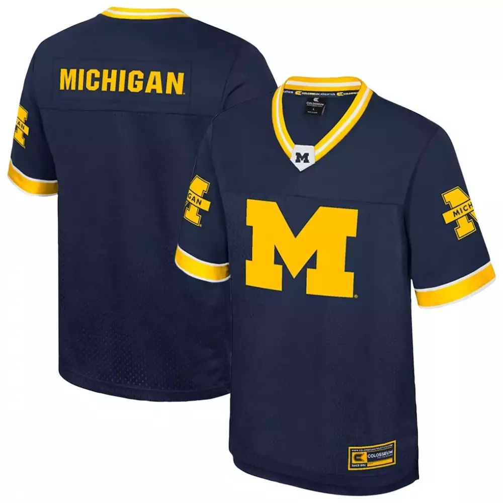 michigan wolverines colosseum nothing but the hits football jersey navy