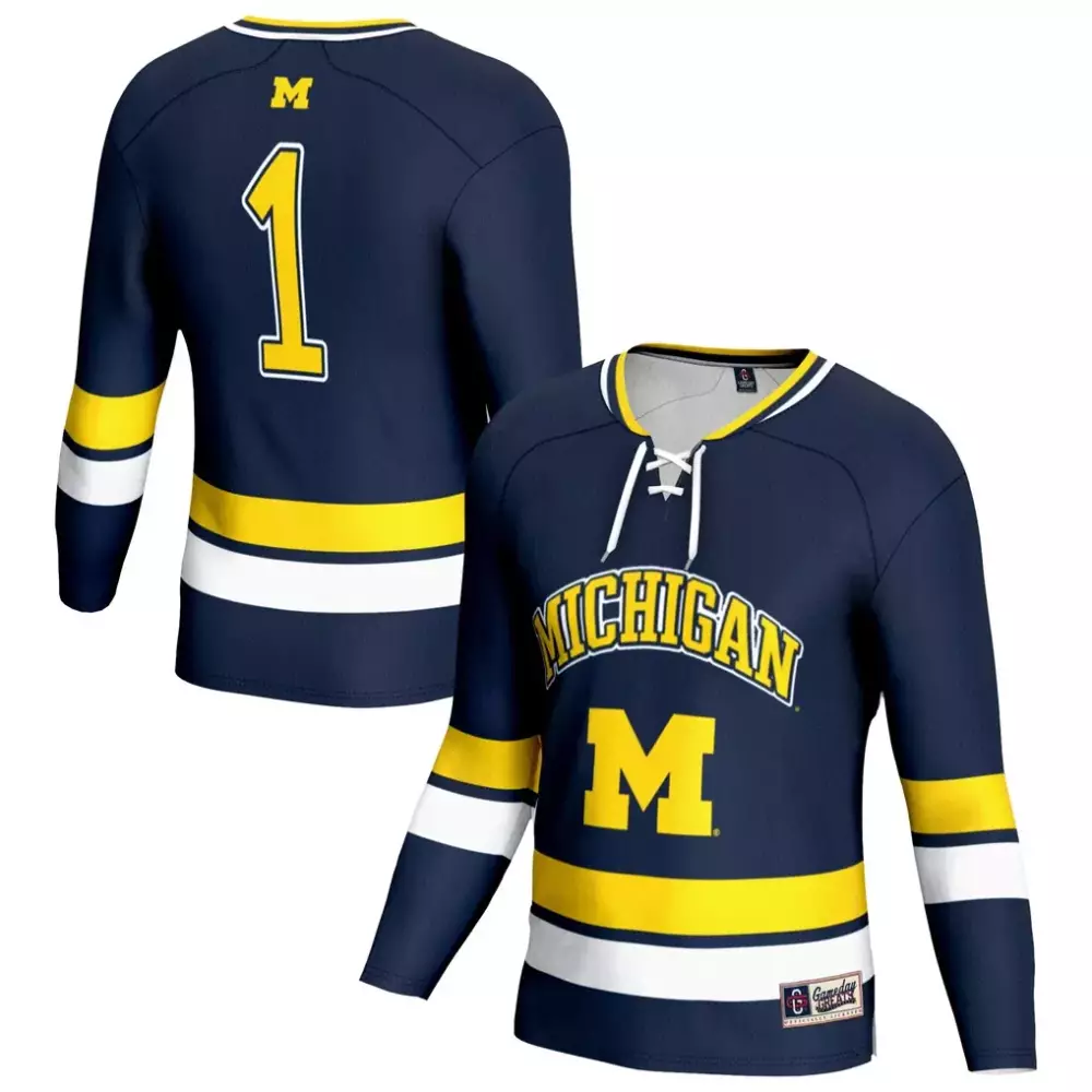 michigan wolverines youth lightweight women s hockey team fashion jersey navy
