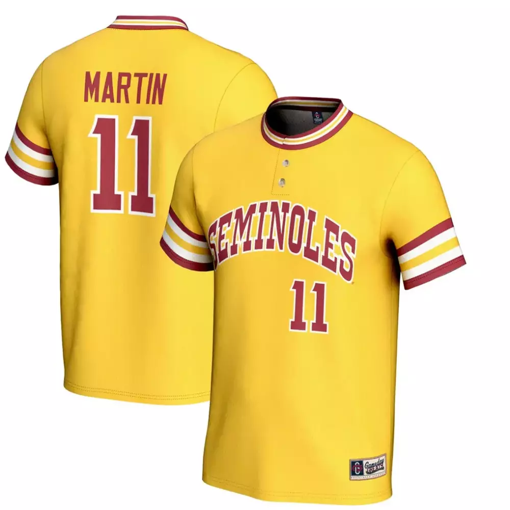 mike martin florida state seminoles gameday greats unisex lightweight baseball jersey gold
